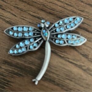 Vintage Blue Gem Dragonfly Brooch